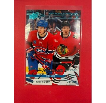 UPPER DECK 2025-26 UPPER DECK SERIES 1 YOUNG GUNS CHECKLIST DELUXE IVAN DEMIDOV ARTYOM LEVSHUNOV /250 #250