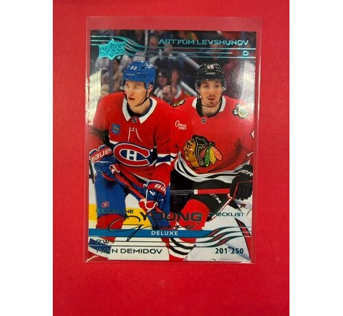 UPPER DECK 2025-26 UPPER DECK SERIES 1 YOUNG GUNS CHECKLIST DELUXE IVAN DEMIDOV ARTYOM LEVSHUNOV /250 #250