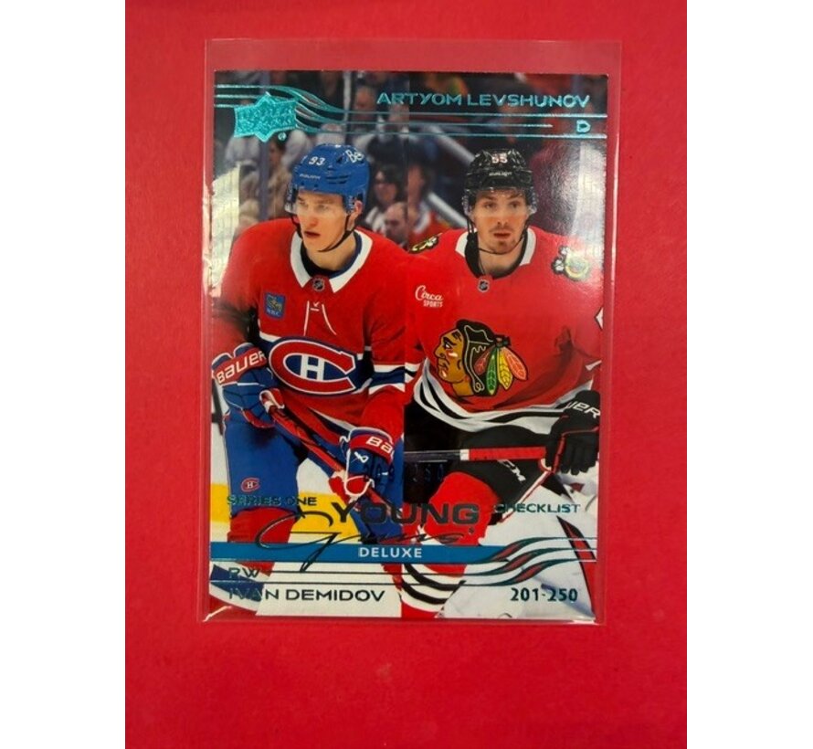 2025-26 UPPER DECK SERIES 1 YOUNG GUNS CHECKLIST DELUXE IVAN DEMIDOV ARTYOM LEVSHUNOV /250 #250
