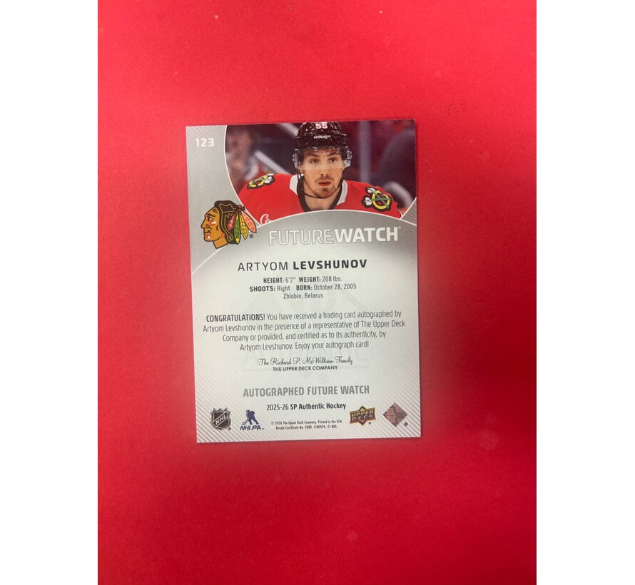 2025-26 SP AUTHENTIC ARTYOM LEVSHUNOV FUTURE WATCH AUTO HORIZONTAL /199