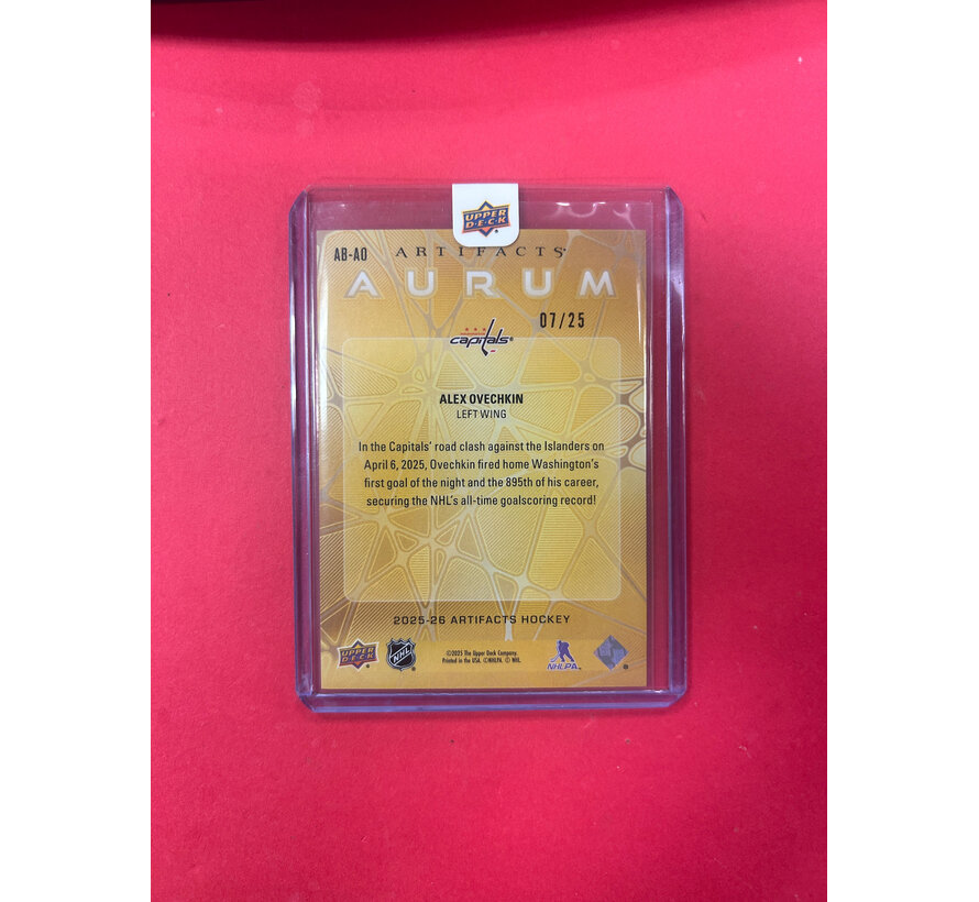 2025-26 UPPER DECK ARTIFACTS ALEX OVECHKIN AURUM BOUNTY /25