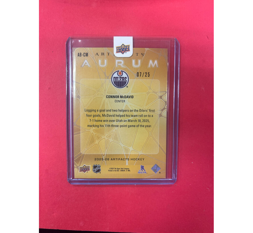 2025-26 UPPER DECK ARTIFACTS CONNOR MCDAVID AURUM BOUNTY /25