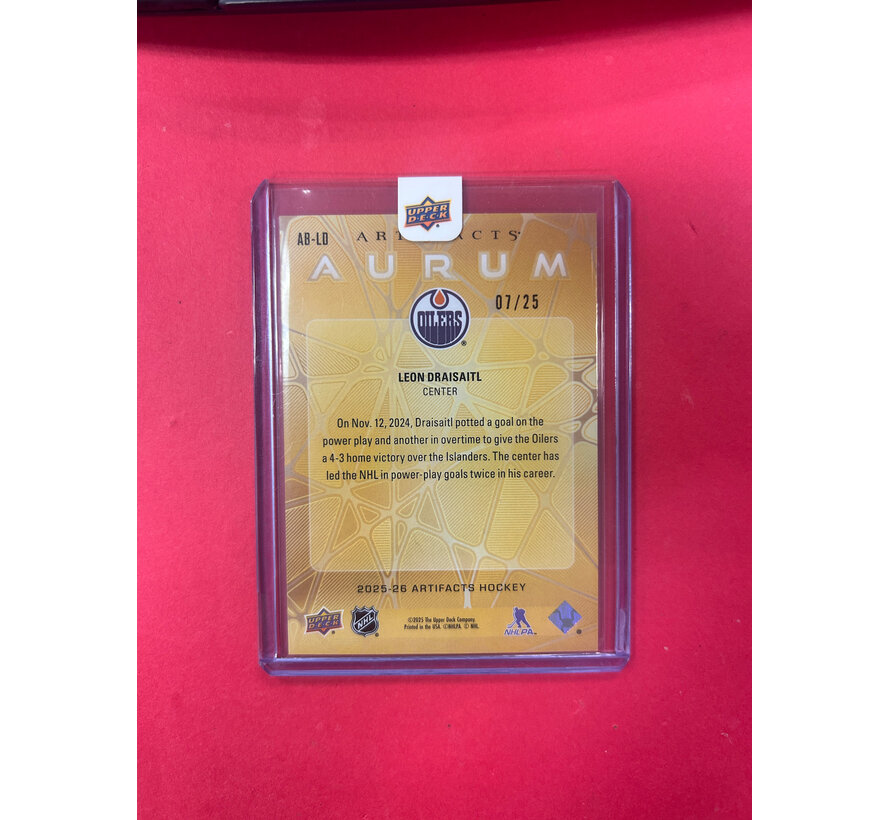 2025-26 UPPER DECK ARTIFACTS LEON DRAISAITL AURUM BOUNTY /25