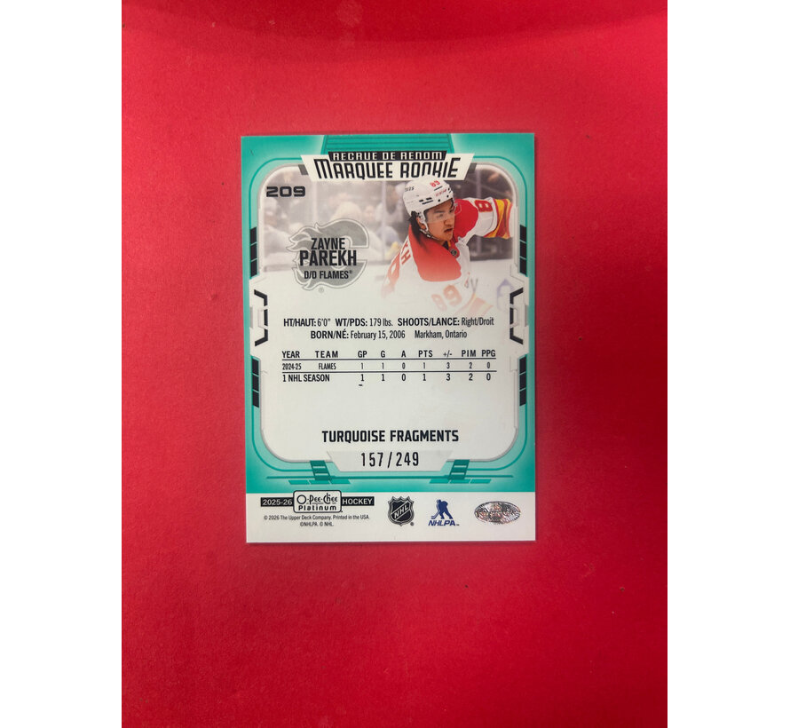 2025-26 OPC PLATINUM ZAYNE PAREKH TURQUOISE FRAGMENTS /249