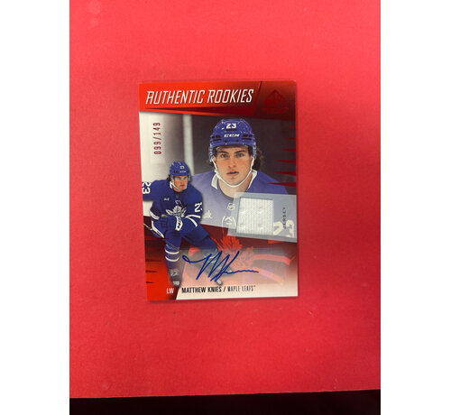 UPPER DECK 2023-24 UPPER DECK SP GAME USED MATTHEW KNIES AUTHENTIC ROOKIES JERSEY AUTO /149