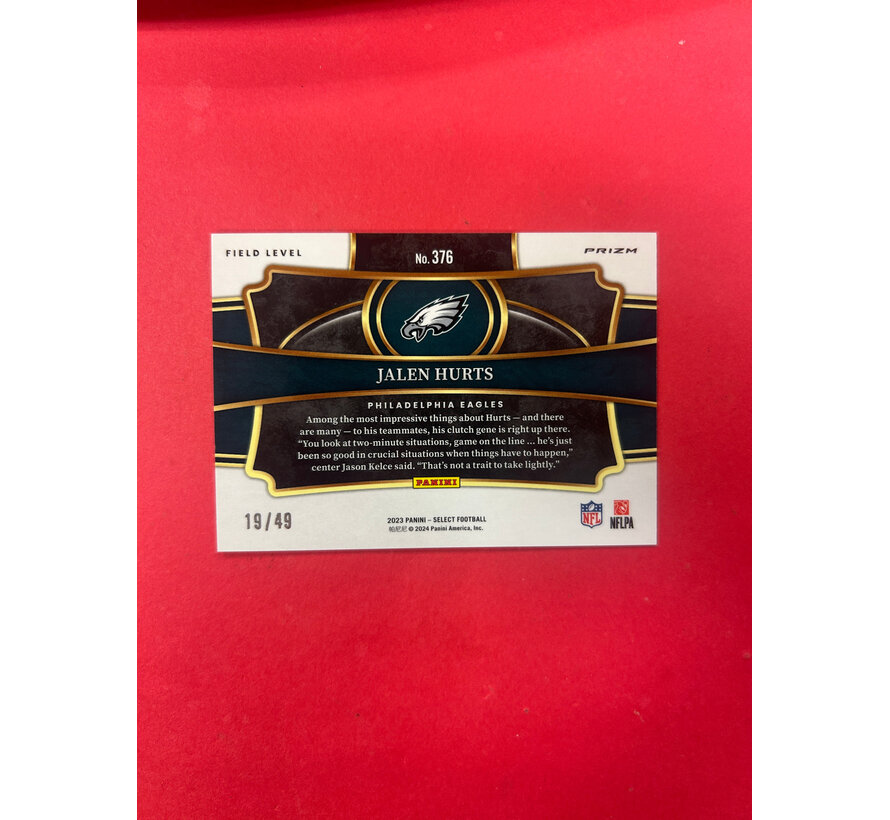2023 PANINI SELECT JALEN HURTS FIELD LEVEL BLUE /49