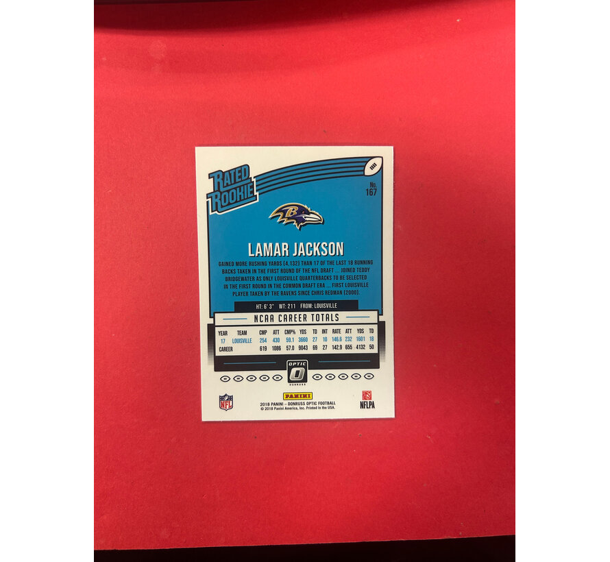 2018 PANINI OPTIC LAMAR JACKSON OPTIC RATED ROOKIE