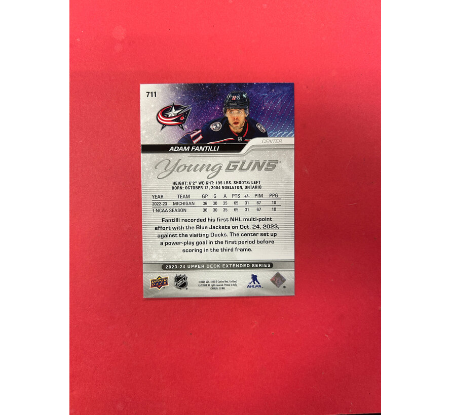 2023-24 UPPER DECK EXTENDED ADAM FANTILLI YOUNG GUNS OUTBURST