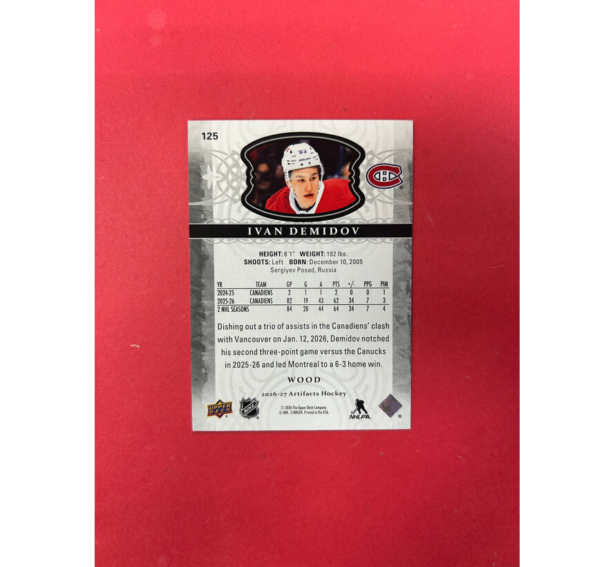 2026-27 UPPER DECK ARTIFACTS IVAN DEMIDOV WOOD SP