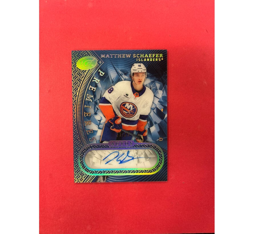 2025-26 UPPER DECK ICE MATTHEW SCHAEFER ICE PREMIERES AUTO GOLD /25