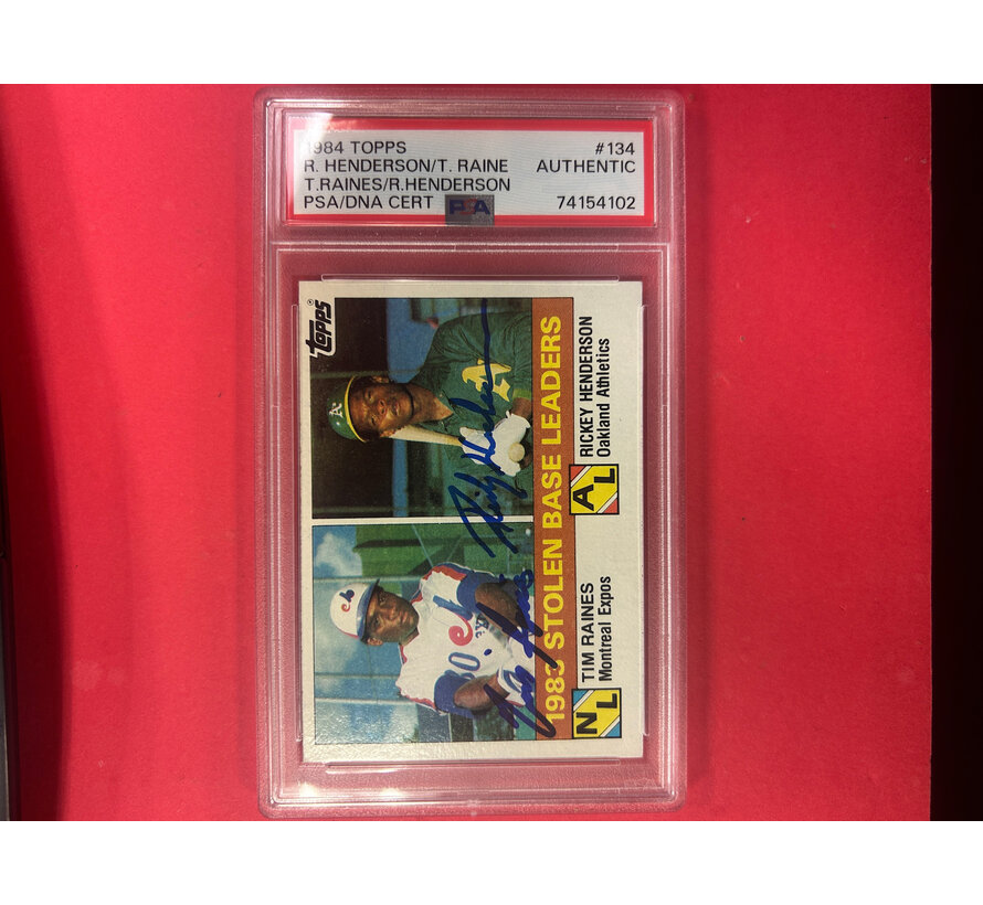 1984 TOPPS HENDERSON / RAINE DUAL AUTOGRAPH PSA AUTHENTIC
