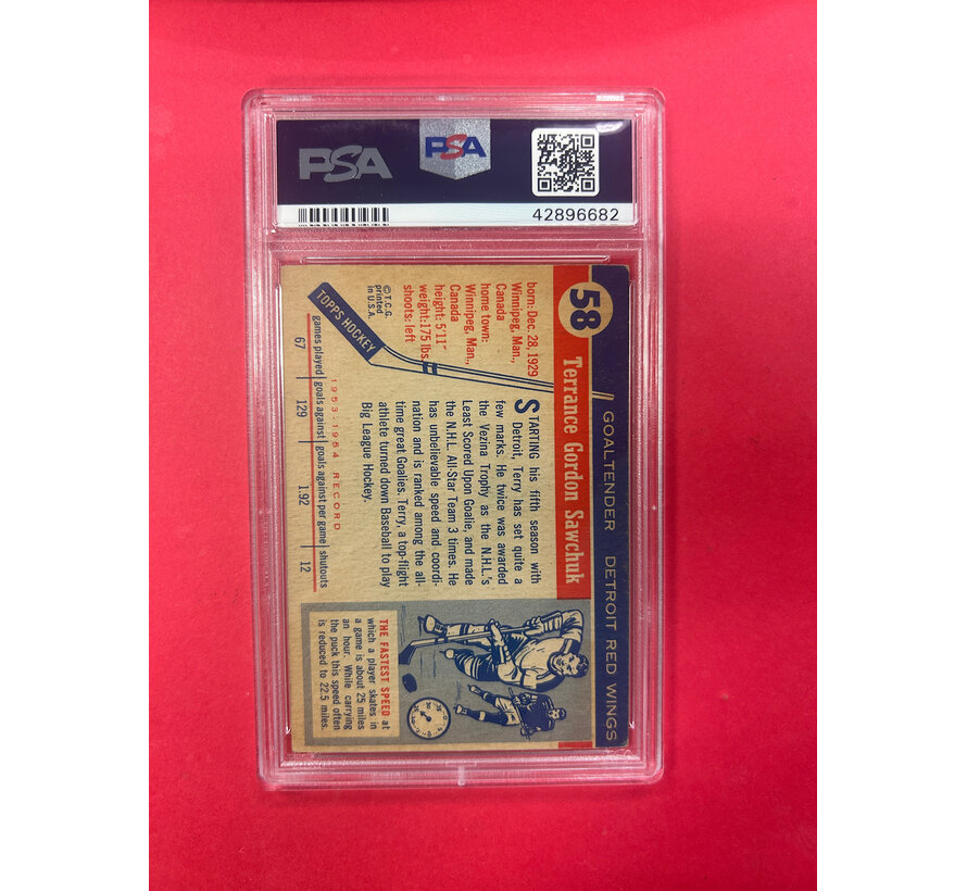 1954 TOPPS TERRY SAWCHUK #58 PSA GRADED 4