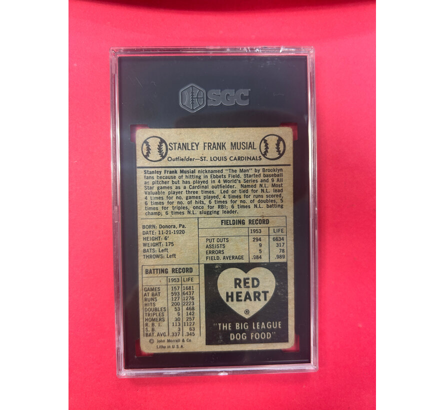 1954 RED HEART DOG FOOD STAN MUSIAL SGC GRADED 1.5
