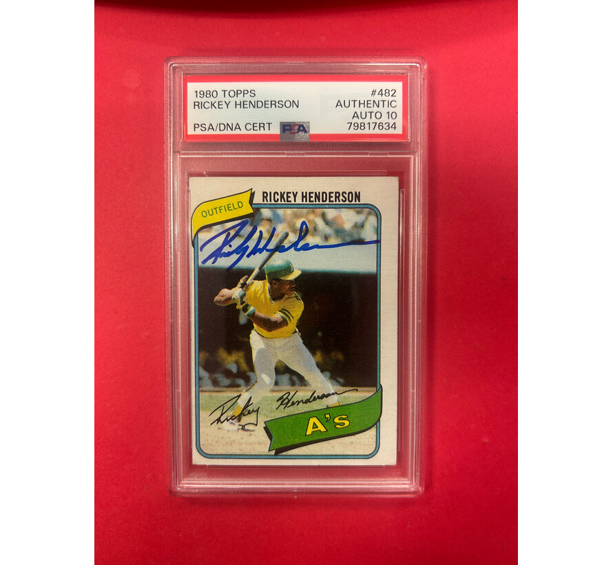 1980 TOPPS RICKEY HENDERSON ROOKIE AUTOGRAPH PSA AUTHENTIC 10