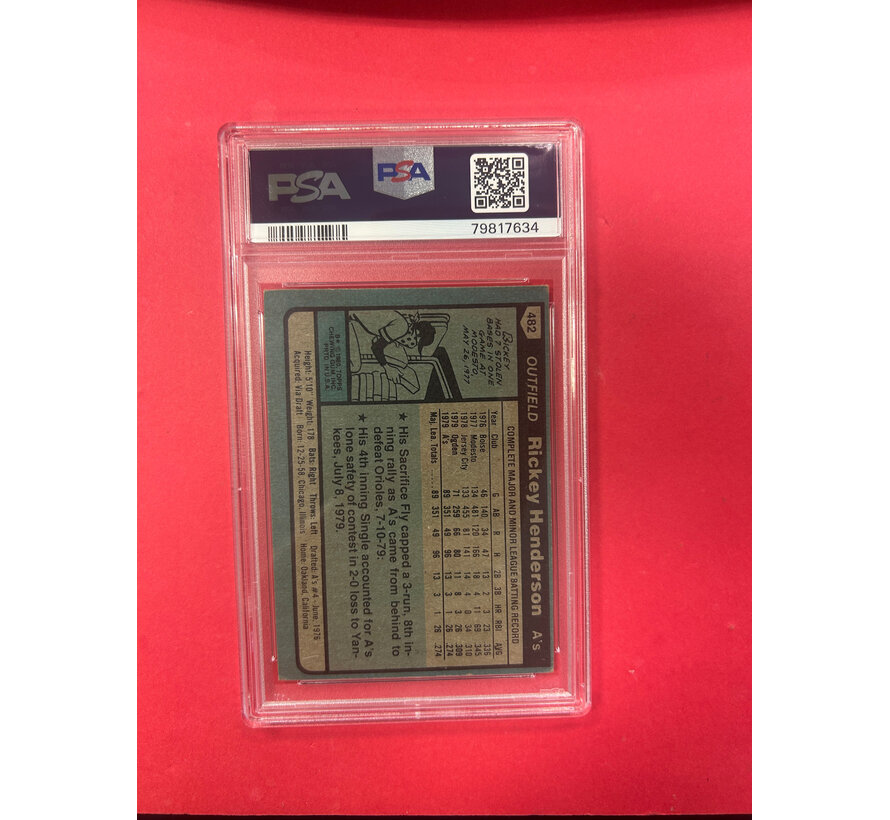 1980 TOPPS RICKEY HENDERSON ROOKIE AUTOGRAPH PSA AUTHENTIC 10