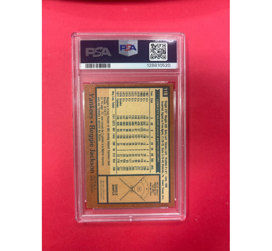 1978 O-PEE-CHEE REGGIE JACKSON AUTOGRAPHED PSA AUTHENTIC 10
