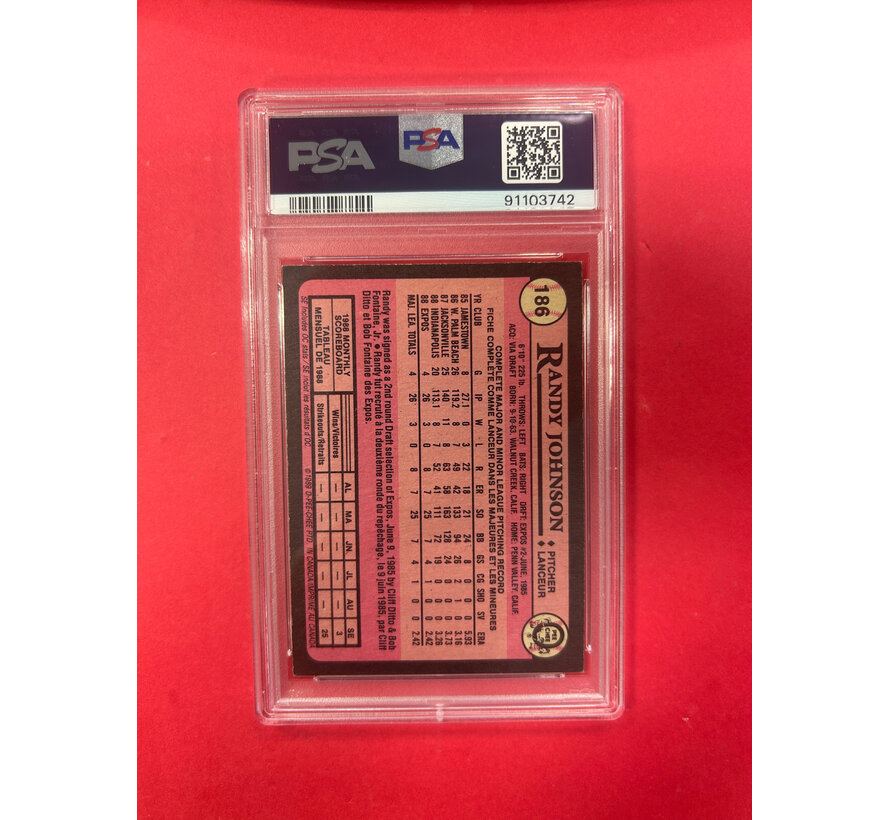 1989 O-PEE-CHEE RANDY JOHNSON AUTOGRAPHED PSA AUTO 10