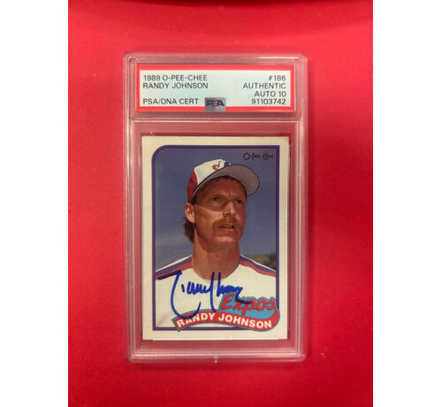 O-PEE-CHEE 1989 O-PEE-CHEE RANDY JOHNSON AUTOGRAPHED PSA AUTO 10