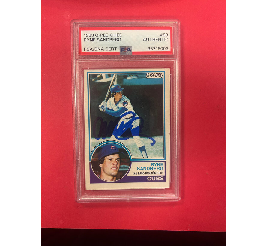 1983 O-PEE-CHEE RYNE SANDBERG ROOKIE AUTO PSA AUTHENTIC