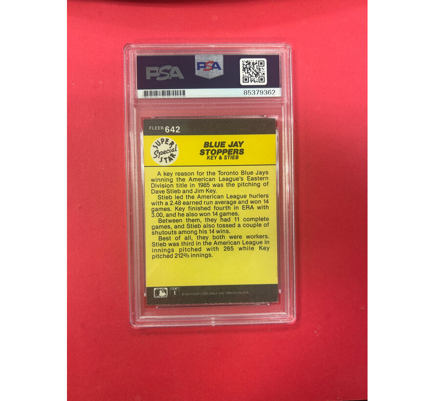 1986 FLEER STEIB/KEY DUAL AUTOGRAPH PSA AUTHENTIC