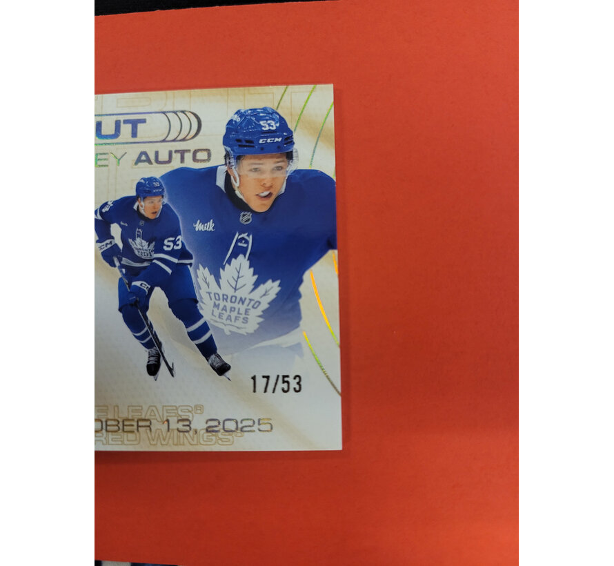 2025-26 UPPER DECK EXTENDED EASTON COWAN DEBUT GAME JERSEY AUTO /53 ROOKIE