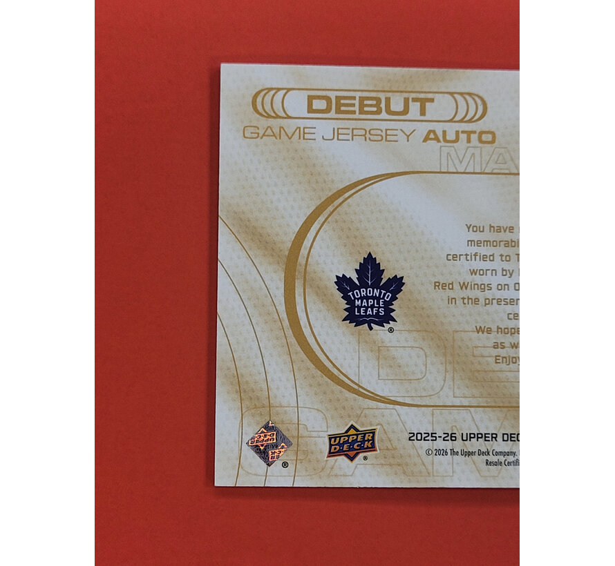 2025-26 UPPER DECK EXTENDED EASTON COWAN DEBUT GAME JERSEY AUTO /53 ROOKIE
