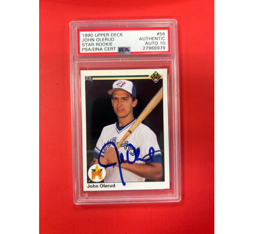 UPPER DECK 1990 UPPER DECK JOHN OLERUD STAR ROOKIES AUTOGRAPHED PSA AUTHENTIC 10