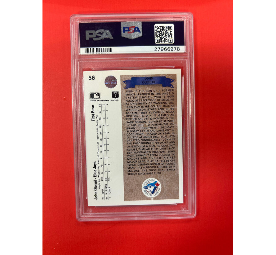 1990 UPPER DECK JOHN OLERUD STAR ROOKIES AUTOGRAPHED PSA AUTHENTIC 10