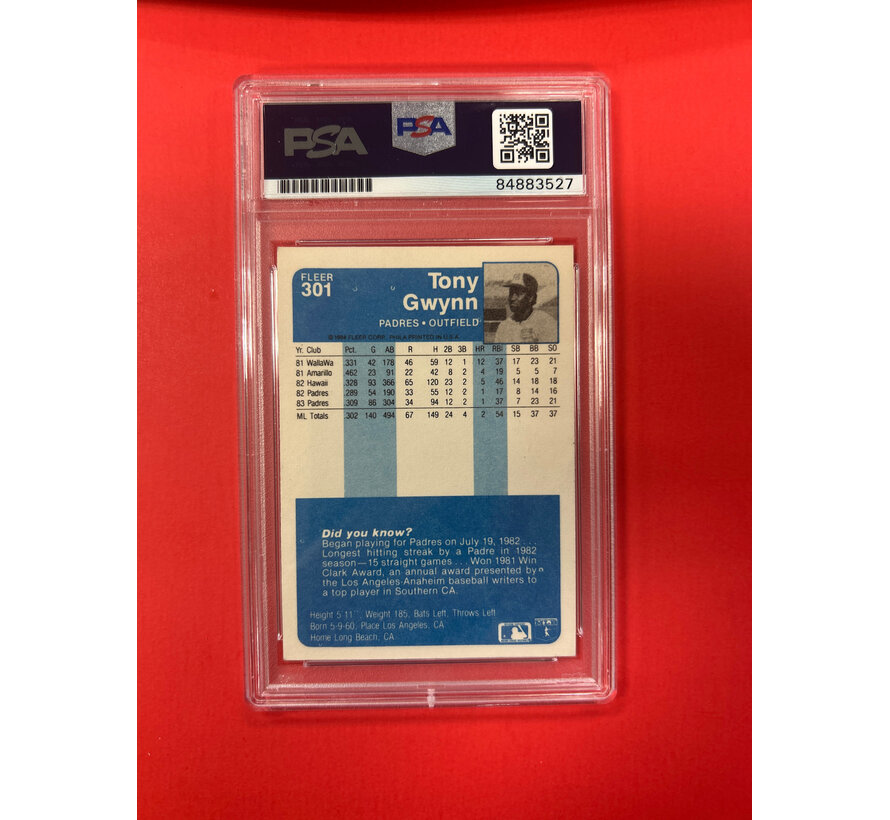 1984 FLEER TONY GWYNN AUTOGRAPHED PSA AUTHENTIC