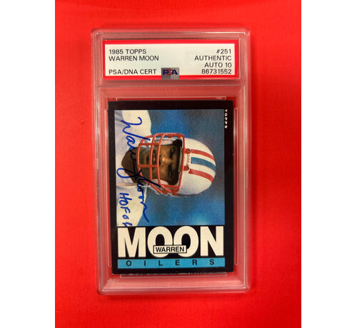 TOPPS 1985 TOPPS WARREN MOON AUTOGRAPHED PSA AUTHENTC 10 INSCRIBED