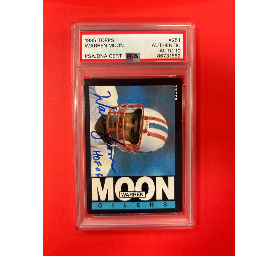 1985 TOPPS WARREN MOON AUTOGRAPHED PSA AUTHENTC 10 INSCRIBED
