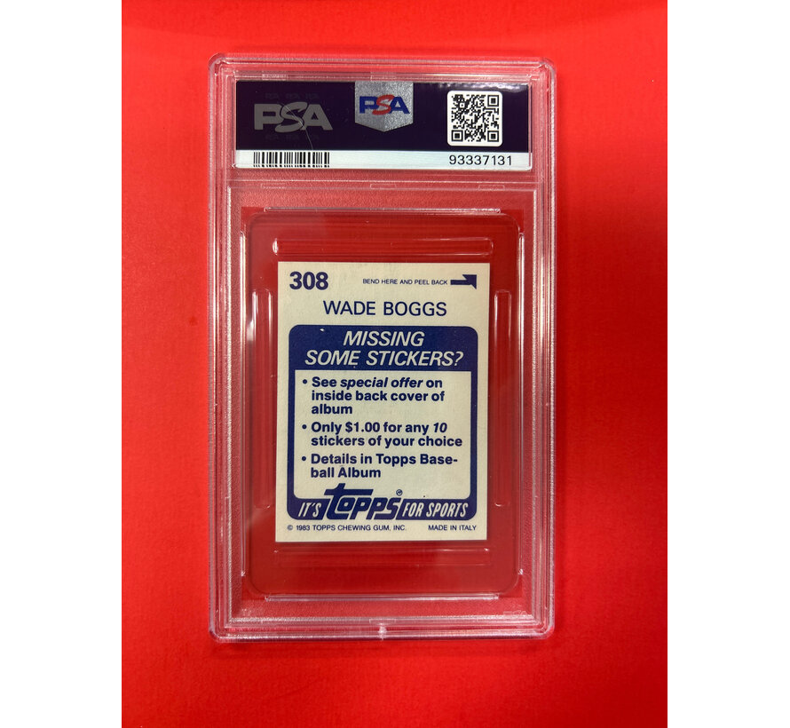 1983 TOPPS STICKERS WADE BOGGS AUTOGRAPHED PSA AUTHENTIC 9