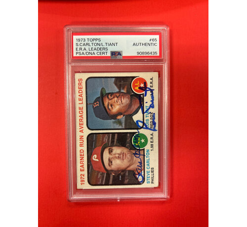 TOPPS 1973 TOPPS CARLTON/TIANT DUAL AUTOGRAPHED PSA AUTHENTIC
