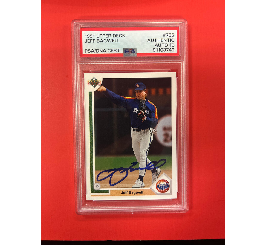 1991 UPPER DECK JEFF BAGWELL PSA AUTHENTIC AUTO 10