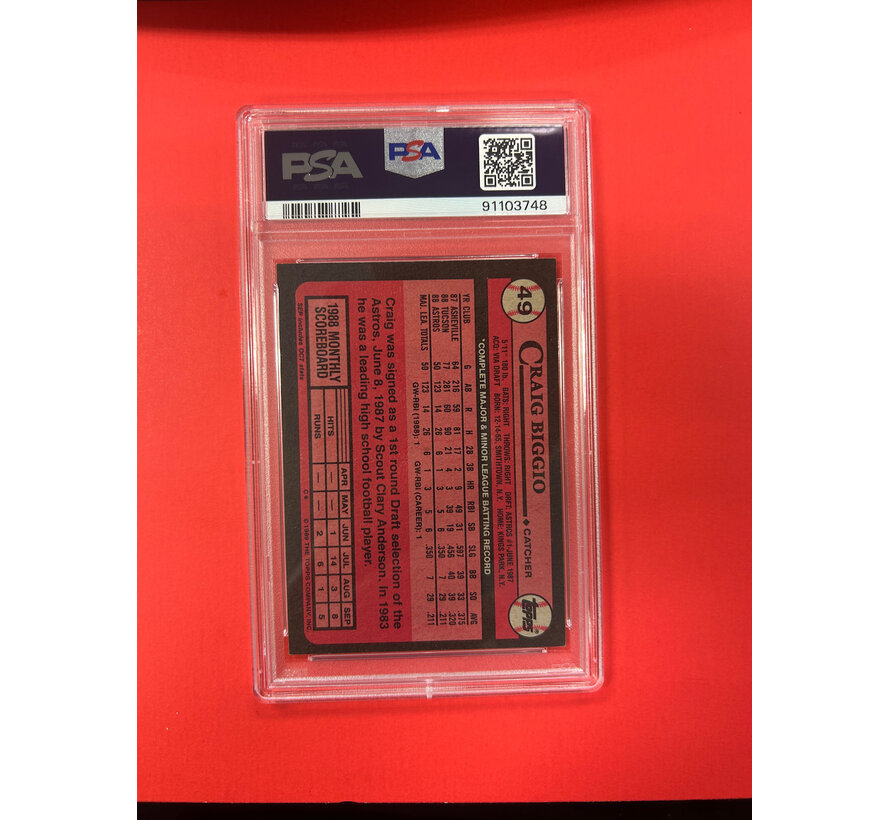 1989 TOPPS CRAIG BIGGIO PSA AUTHENTIC 10