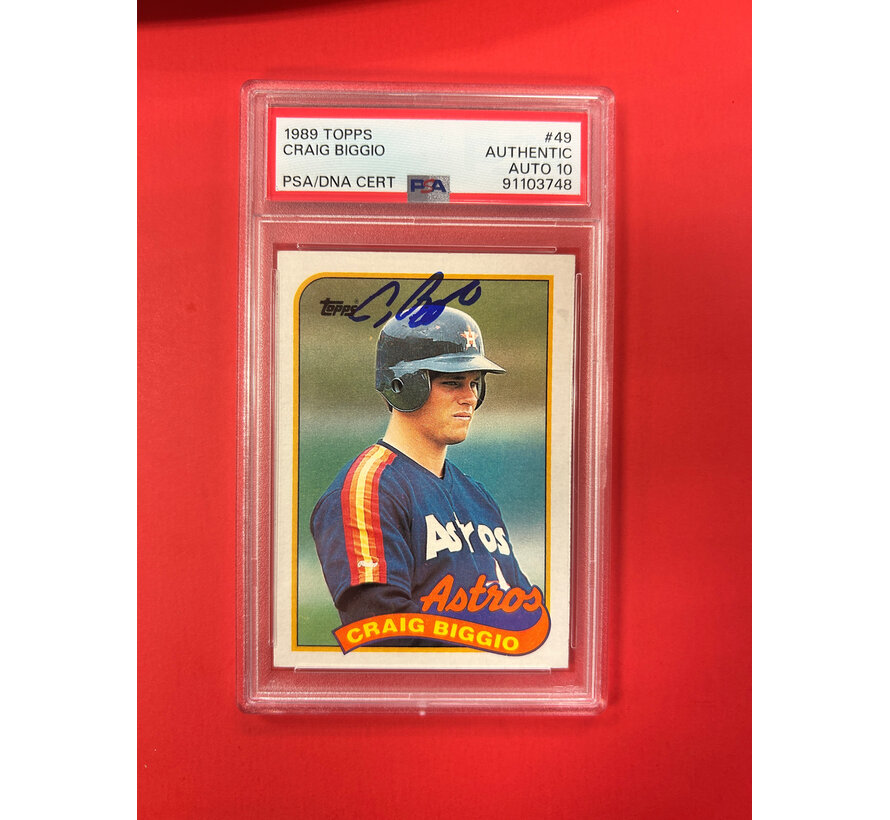 1989 TOPPS CRAIG BIGGIO PSA AUTHENTIC 10