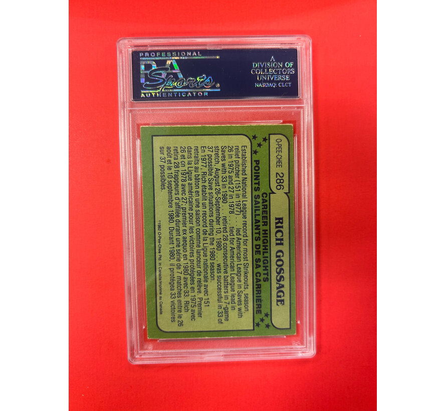 1982 O-PEE-CHEE RICH GOOSE GOSSAGE AUTOGRAPHED PSA AUTHENTIC