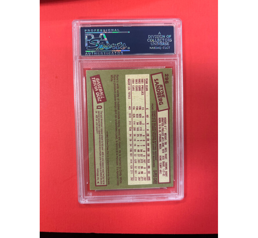 1985 O-PEE-CHEE RYNE SANDBERG AUTOGRAPHED PSA AUTHENTIC