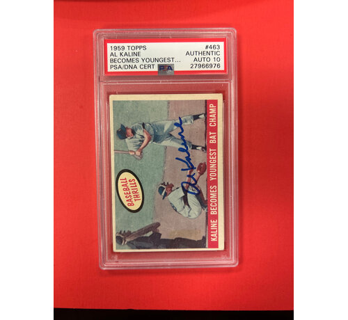 TOPPS 1959 TOPPS AL KALINE AUTOGRAPHED PSA AUTHENTIC 10