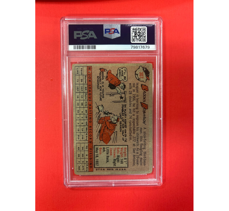 1958 TOPPS BROOKS ROBINSON AUTOGRAPHED PSA AUTHENTIC 9