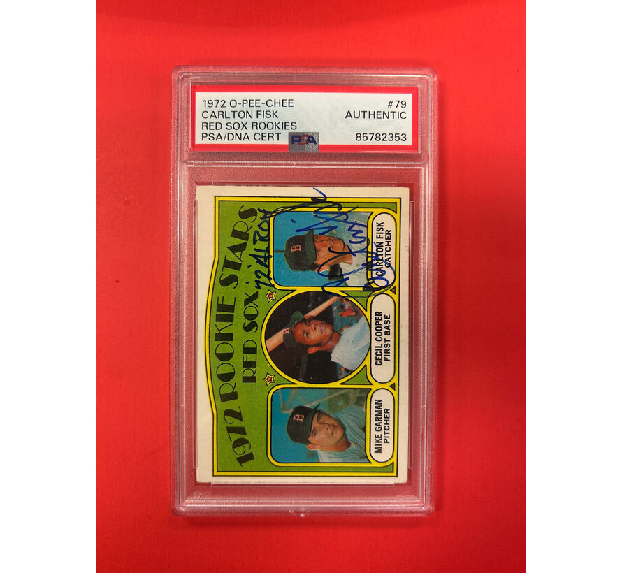 1972 O-PEE-CHEE CARLTON FISK RED SOX ROOKIES AUTOGRAPHED PSA AUTHENTIC
