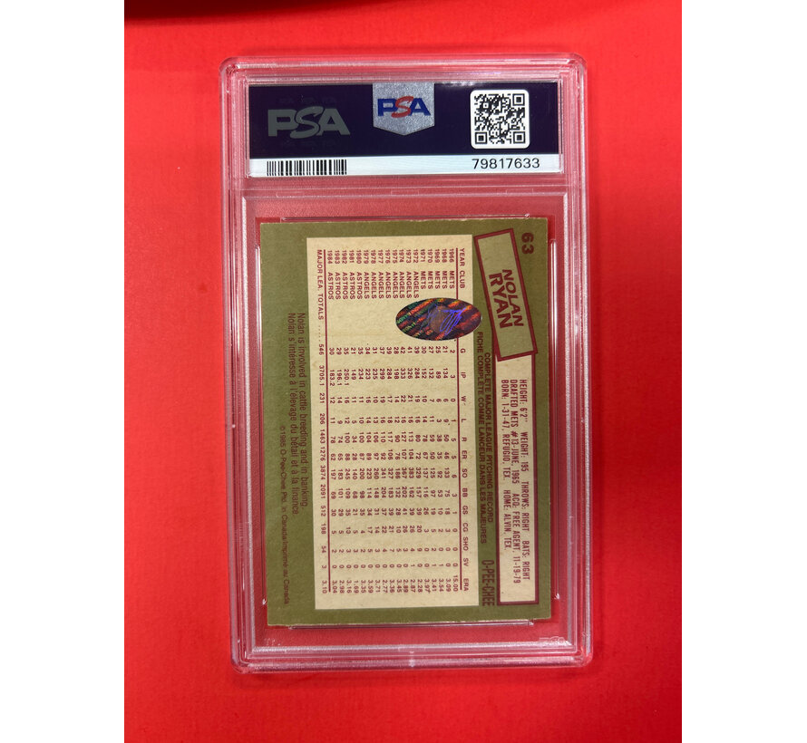 1985 O-PEE-CHEE NOLAN RYAN AUTOGRAPHED PSA AUTHENTIC 10