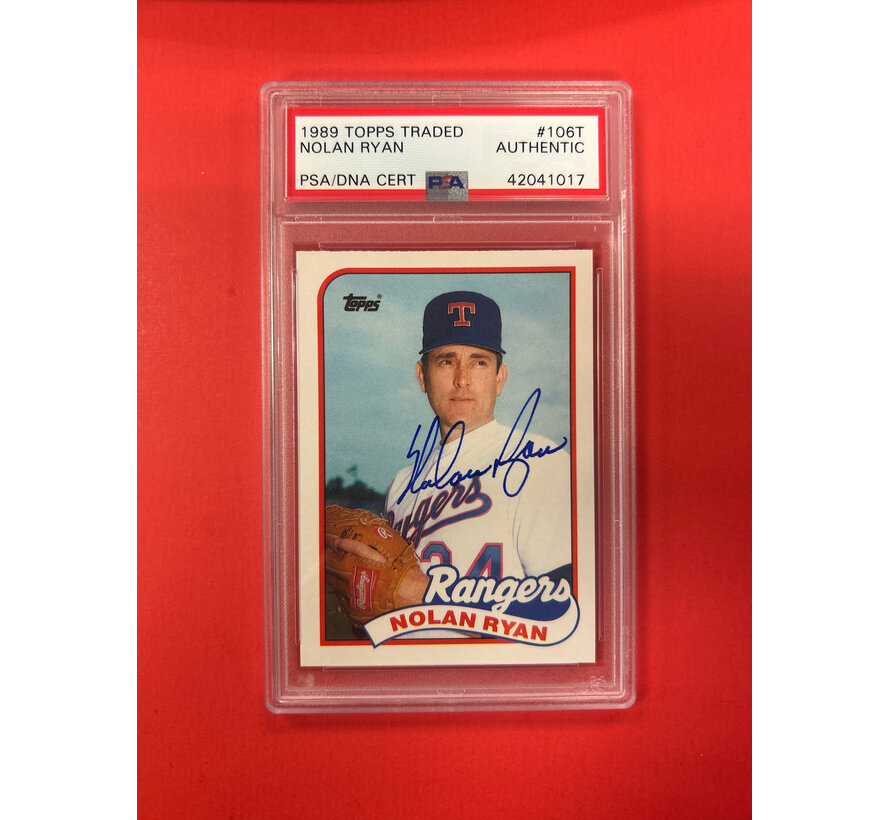 1989 TOPPS TRADED NOLAN RYAN AUTOGRAPHED PSA AUTHENTIC
