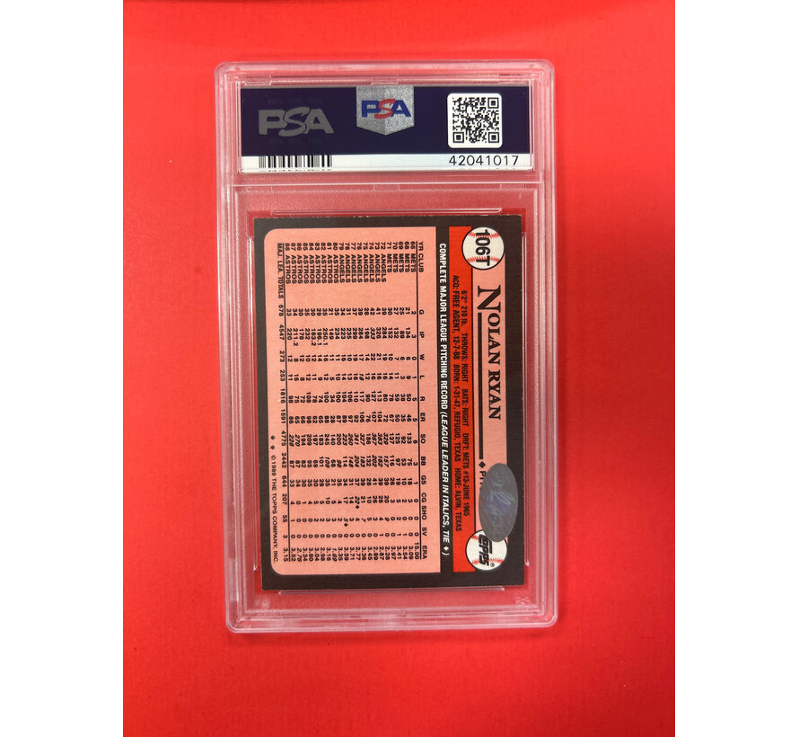 1989 TOPPS TRADED NOLAN RYAN AUTOGRAPHED PSA AUTHENTIC