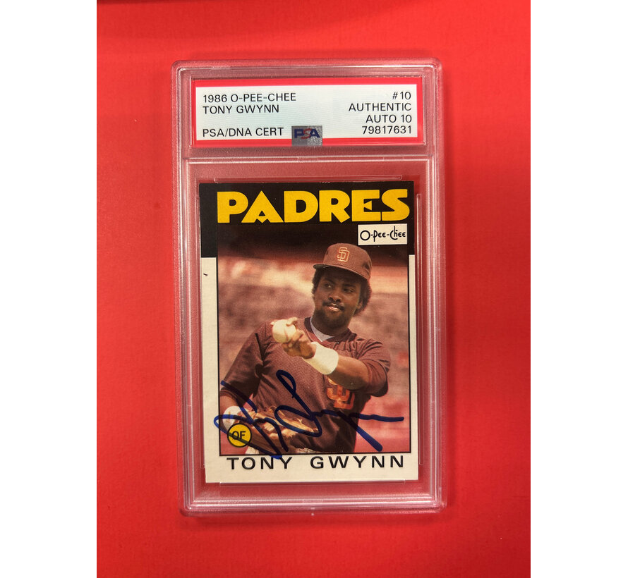 1986 O-PEE-CHEE TONY GWYNN AUTOGRAPHED PSA AUTHENTIC 10