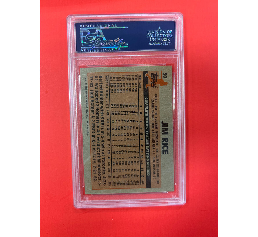 1983 TOPPS JIM RICE AUTOGRAPHED PSA AUTHENTIC