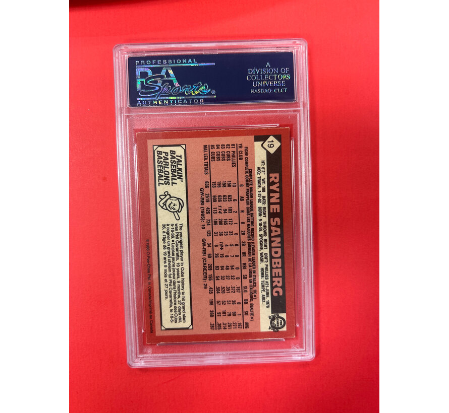 1986 O-PEE-CHEE RYNE SANDBERG AUTOGRAPHED PSA AUTHENTIC