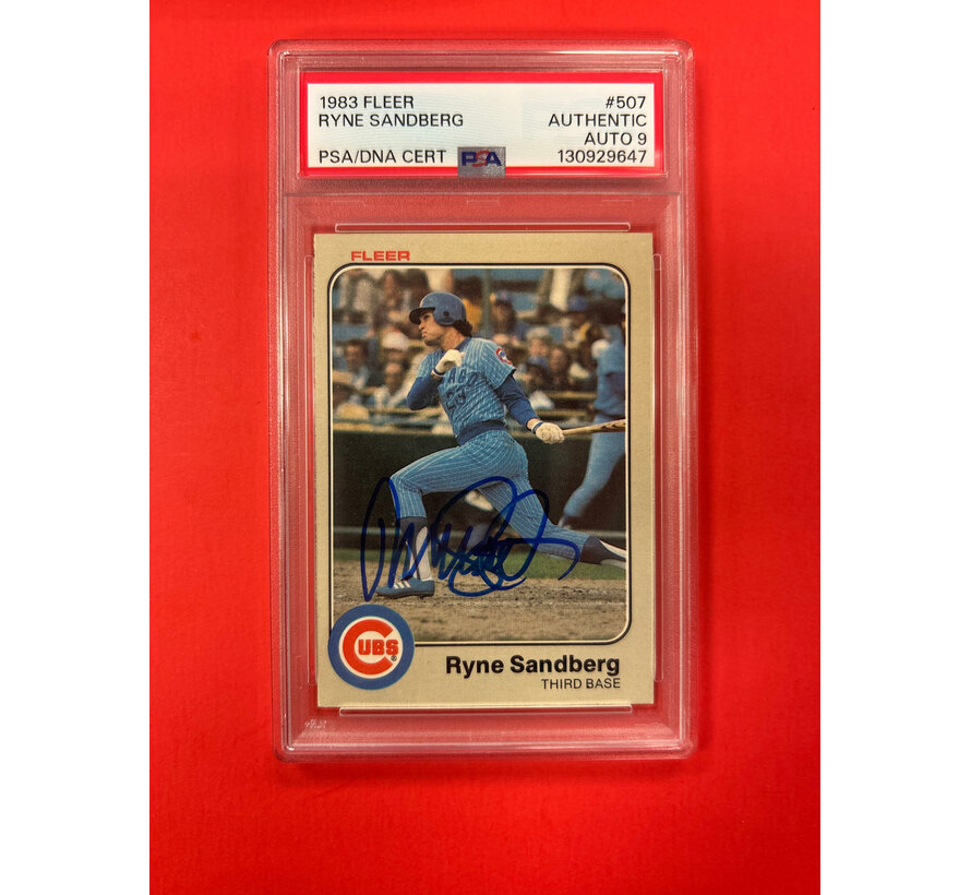 1983 FLEER RYNE SANDBERG AUTOGRAPHED PSA AUTHENTIC 9