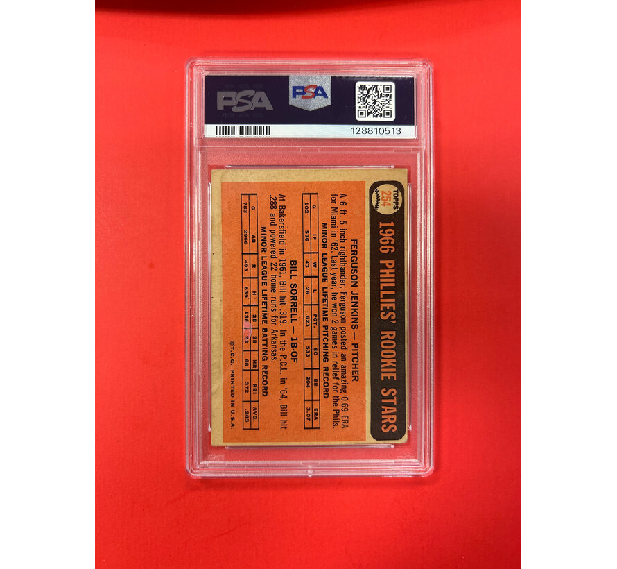 1966 TOPPS FERGUSON JENKINS PHILLIES ROOKIES AUTOGRAPHED PSA AUTHENTIC 10