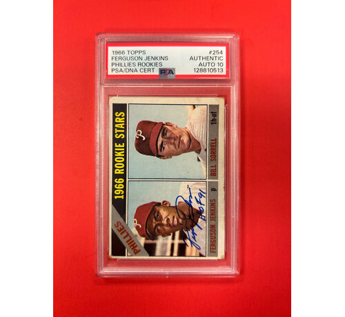 TOPPS 1966 TOPPS FERGUSON JENKINS PHILLIES ROOKIES AUTOGRAPHED PSA AUTHENTIC 10